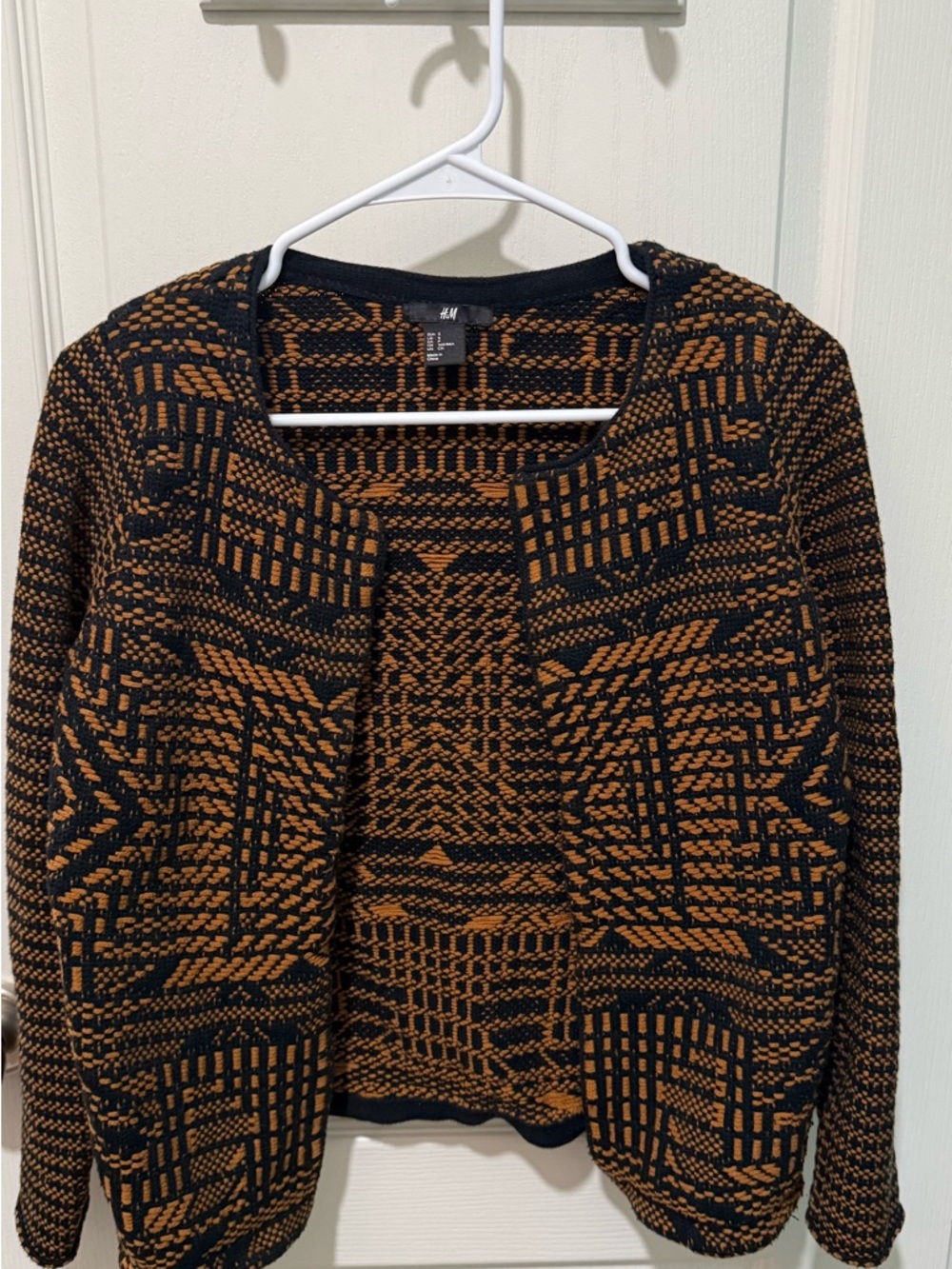 H&M Black and Brown Patterned Knit Cardigan